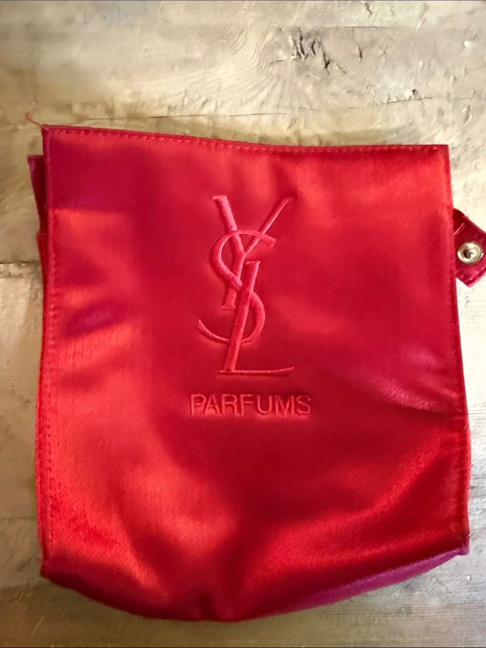 Yves Saint Laurent Red Satin Parfums Cosmetic Pouch